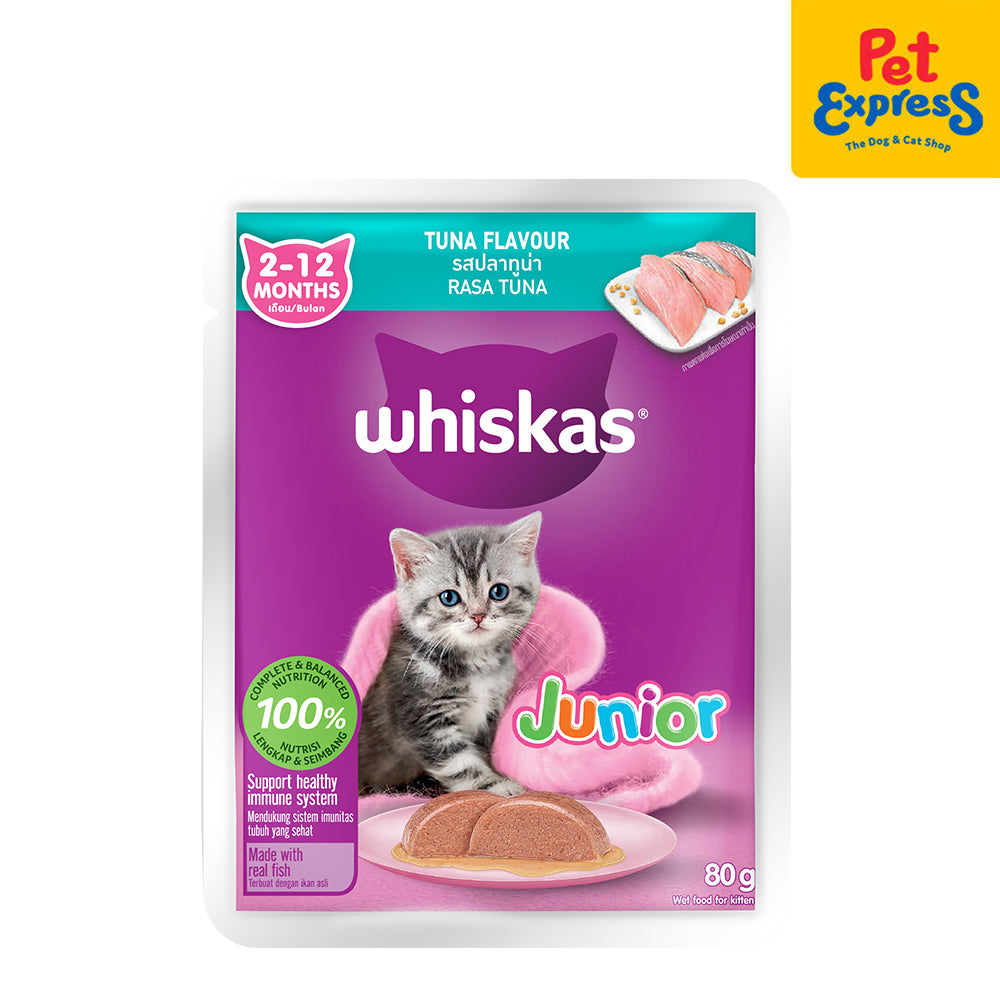 NEW Whiskas Junior Tuna Wet Cat Food 80g 14 pouches Pet Express
