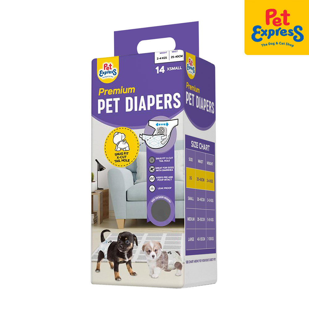 Pet Express Premium Pet Diapers Brown Extra Small 14s L-02