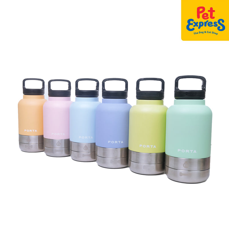 Porta Water Bottle with Detachable Pet Bowls Pet Feeder Creamsicle 32oz