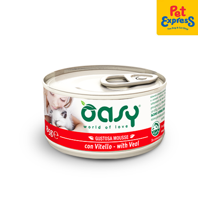 Oasy Tasty Mousse with Veal Wet Cat Food 85g (6 cans)