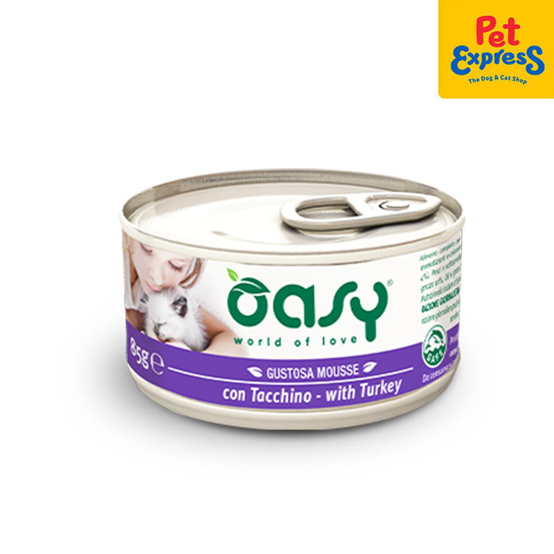 Oasy Tasty Mousse with Turkey Wet Cat Food 85g (6 cans)