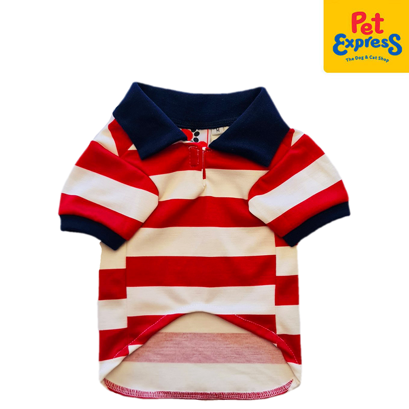 Pawsh Couture Toby Polo Stripes Dog Apparel Medium Red