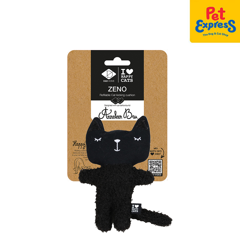 family cats　0507 I Love Happy Cats Zeno - Refillable Cat Kicking Cat Toy Black