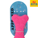 Approved Flat Bone with Paw Spike Dog Toy 4 inches Pink