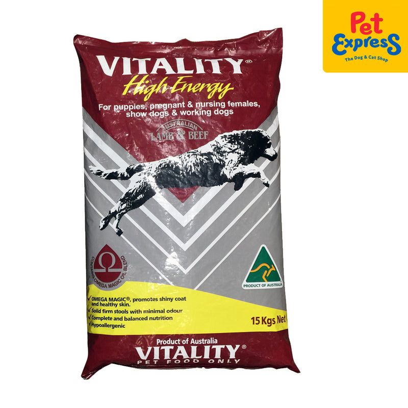 Vitality High Energy Dry Dog Food 15kg_front
