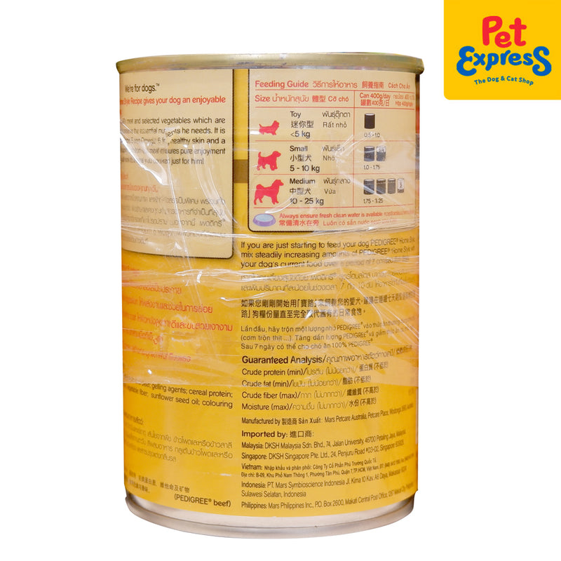 Pedigree Adult Chicken and Liver Wet Dog Food 400g (3 cans)_back