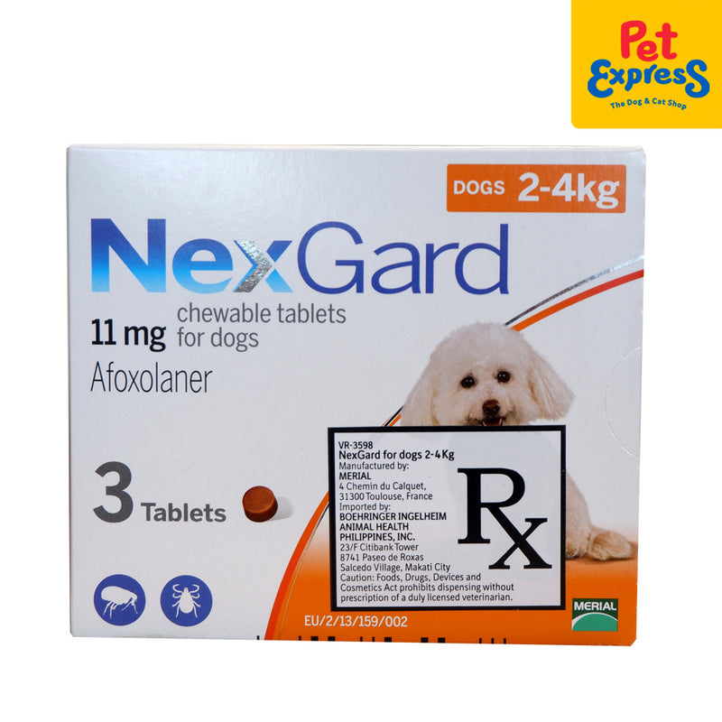 NexGard Chewable Tablet for Small Breed Dogs 2-4kg / 4-10lbs (3 tablets)