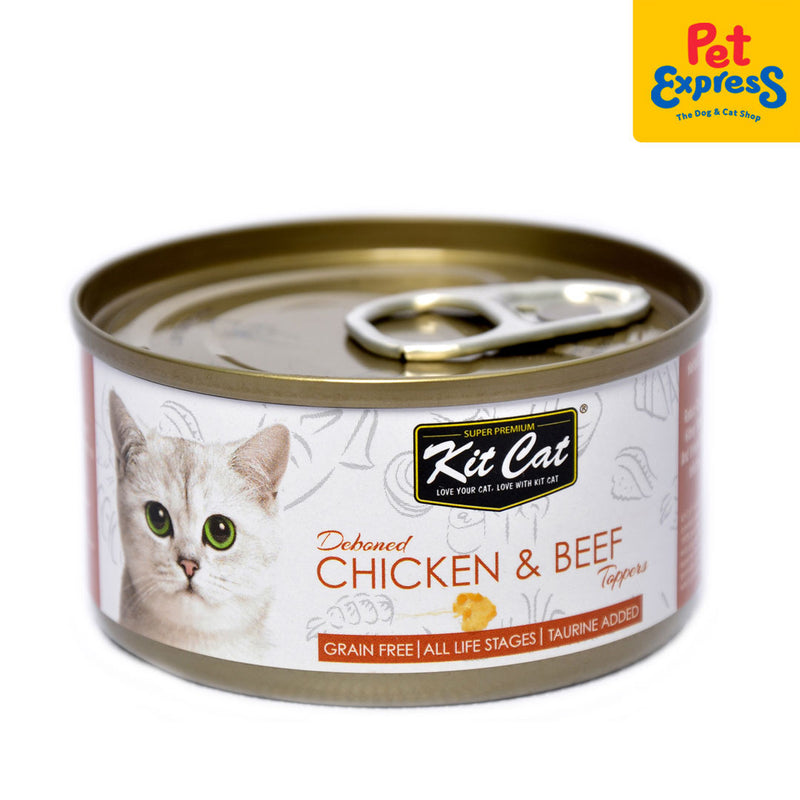 Kit Cat Deboned Chicken and Beef Wet Cat Food 80g (6 cans)