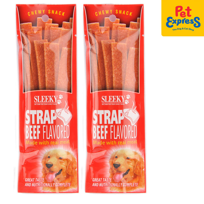 Sleeky Chewy Snack Strap Beef Dog Treats 50g (2 packs)