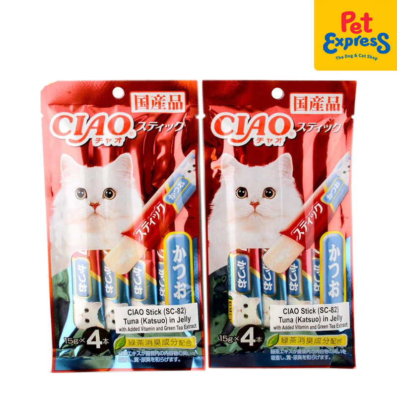 Ciao Jelly Stick Tuna Katsuo Cat Treats 15gx4 (SC-82) (2 packs)