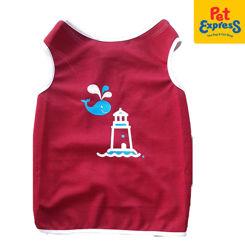 Pawsh Couture Summer Tee Lighthouse Maroon Dog Apparel Small_front