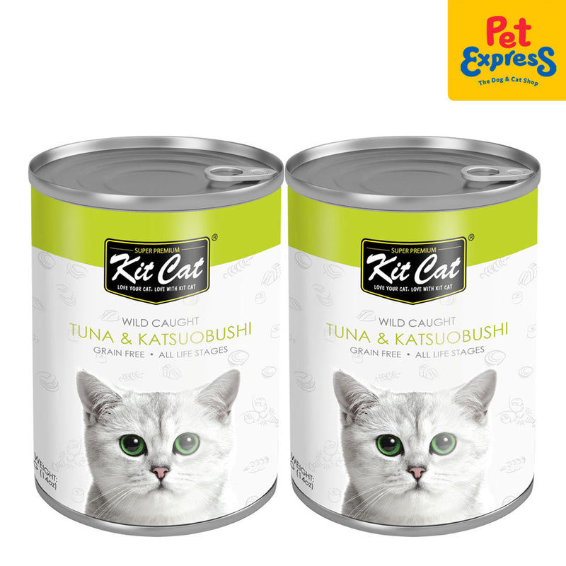 Kit Cat Grain Free Tuna and Katsoubushi Wet Cat Food 400g (2 cans)