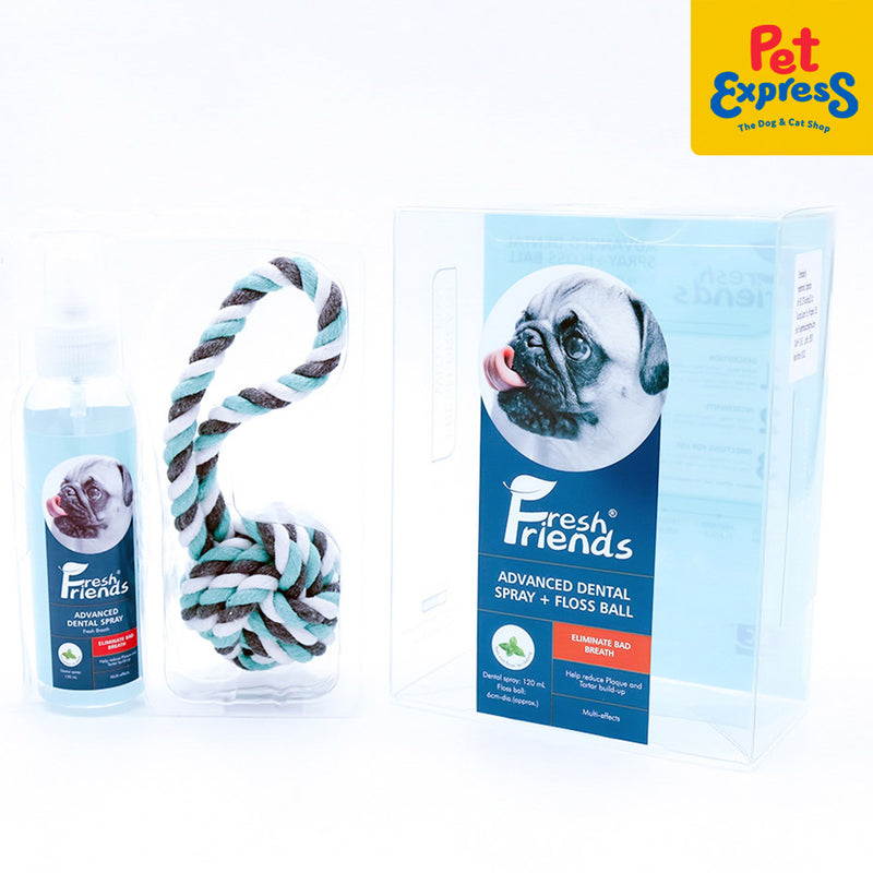 Fresh Friends Set of Advanced Breath Freshener Dental Spray + Rope Toy