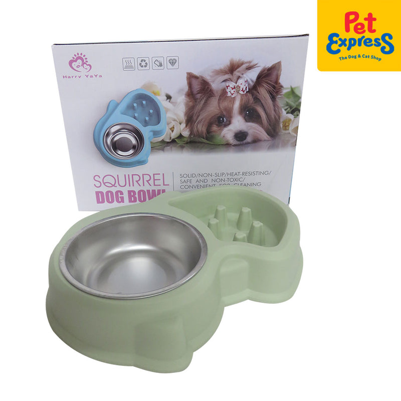 Approved Dog Bowl Squirrel Shape Green 4135