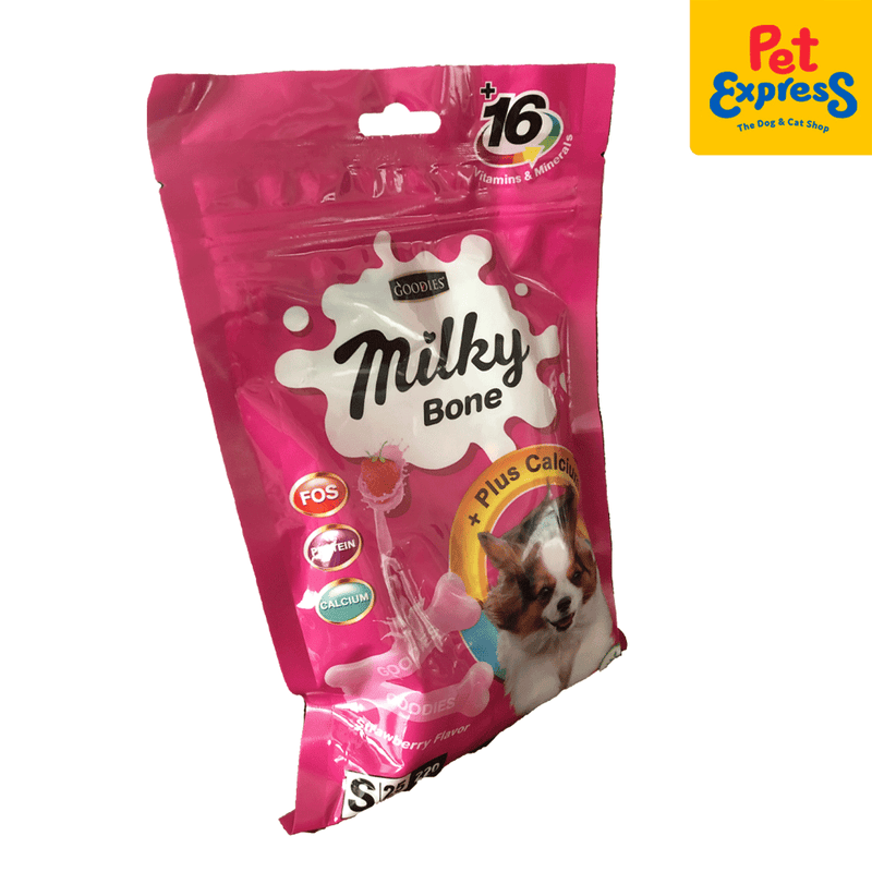 Goodies Milky Bone Strawberry Dog Treats 25s 220g_side