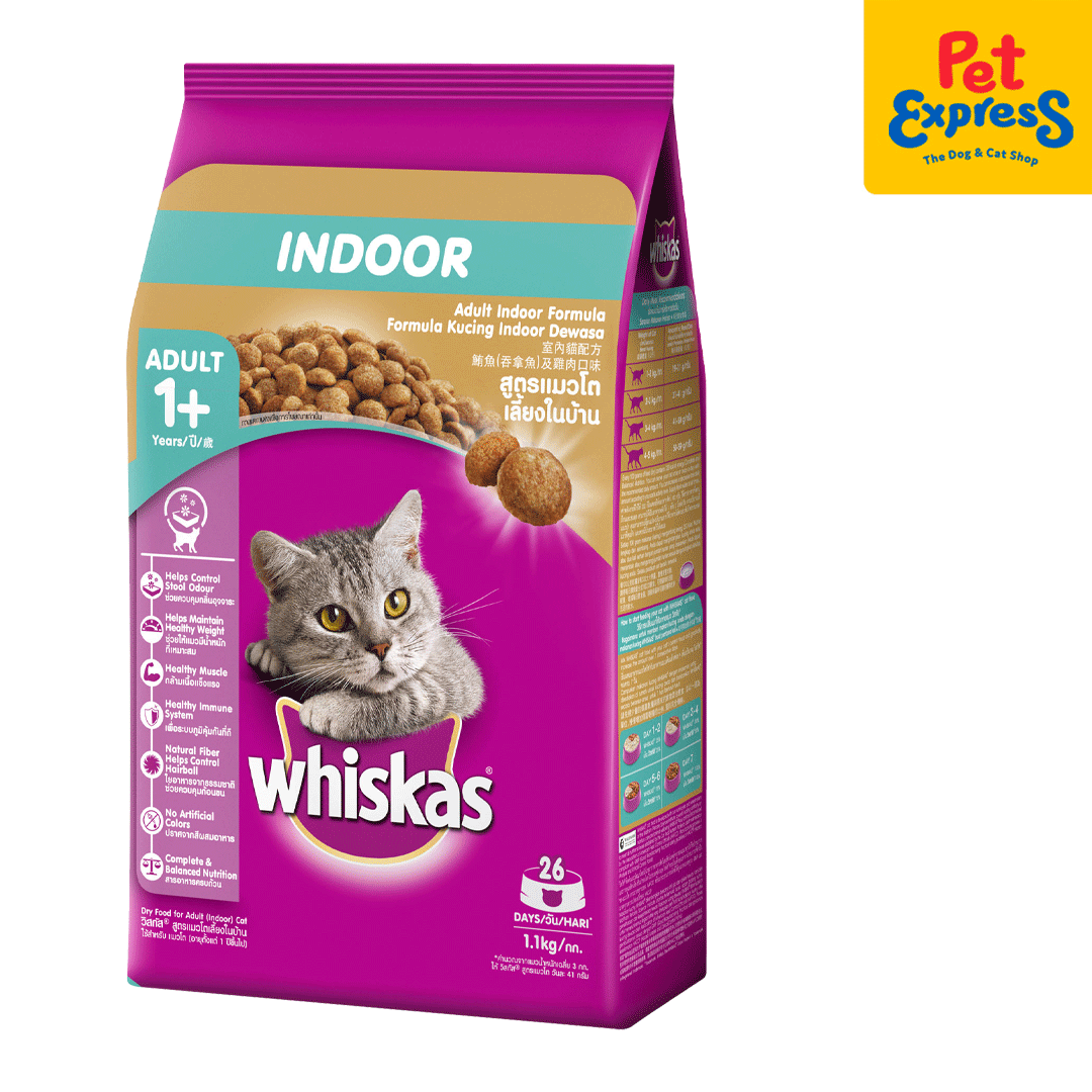 Whiskas Adult Pocket Indoor Dry Cat Food 1.1kg Pet Express
