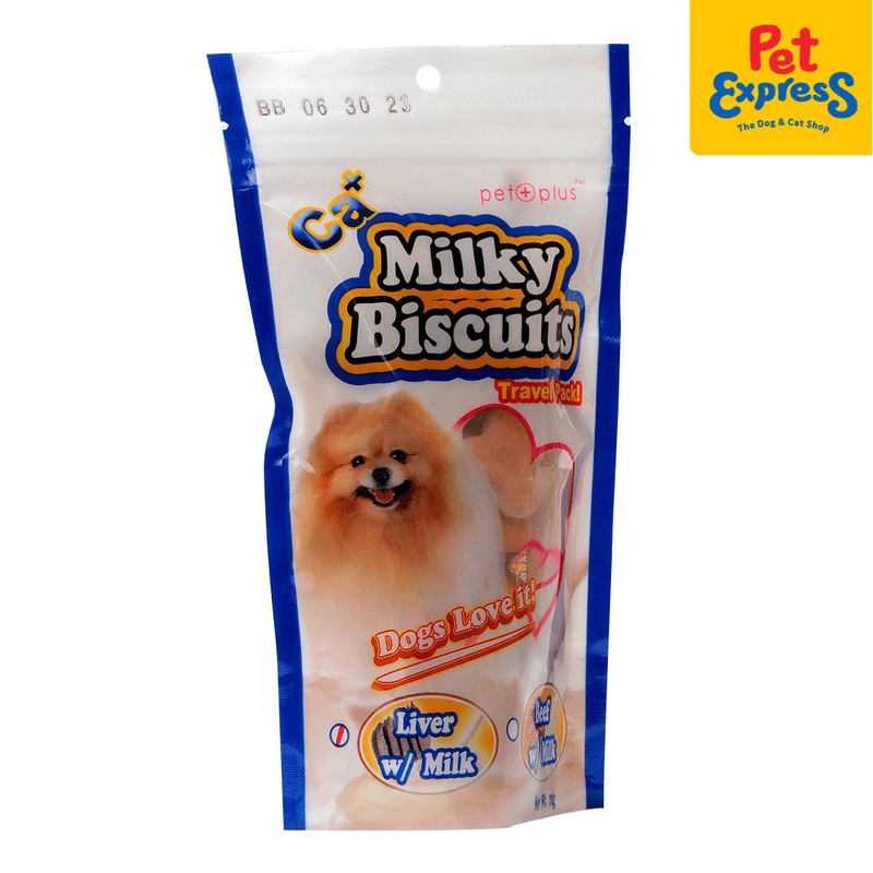 Pet Plus Calcium Milky Biscuit Travel Pack Liver and Milk Dog Treats 70g_side