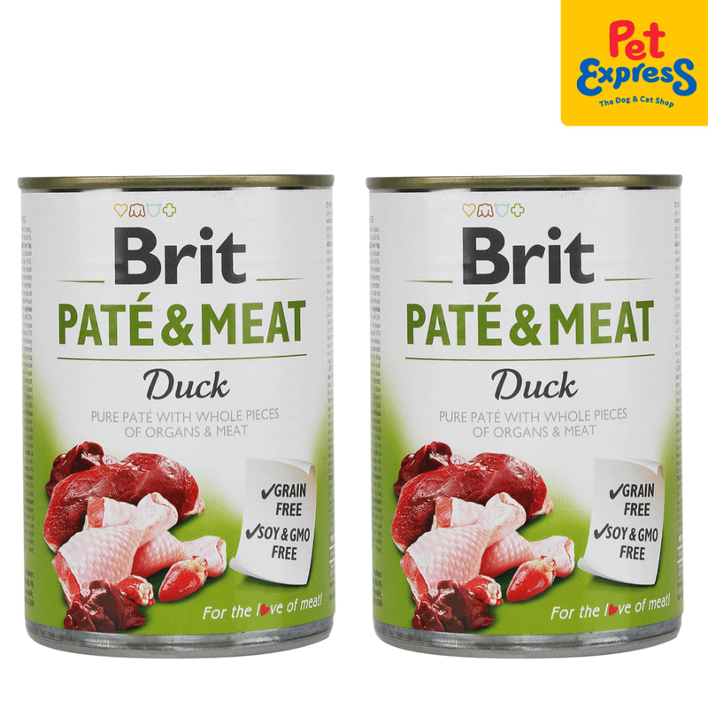 Brit Pate and Meat Duck Wet Dog Food 400g (2 cans)_front
