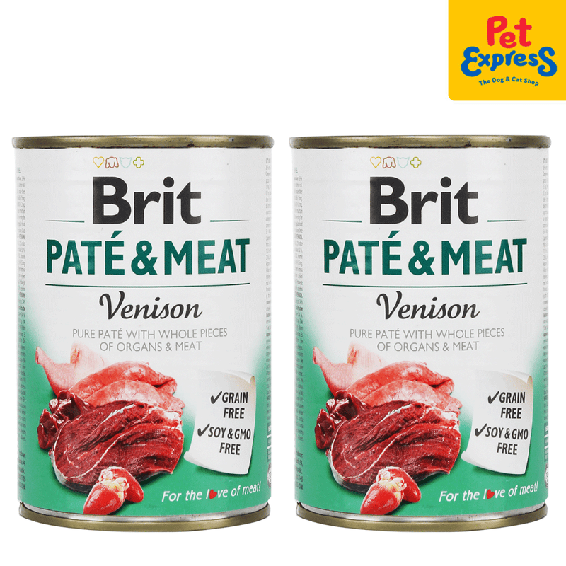 Brit Pate and Meat Venison Wet Dog Food 400g (2 cans)_front