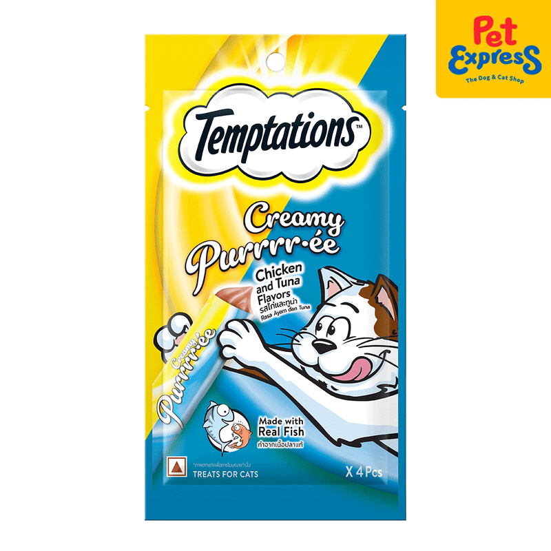 Temptations Creamy Puree Chicken and Tuna Cat Treats 48g