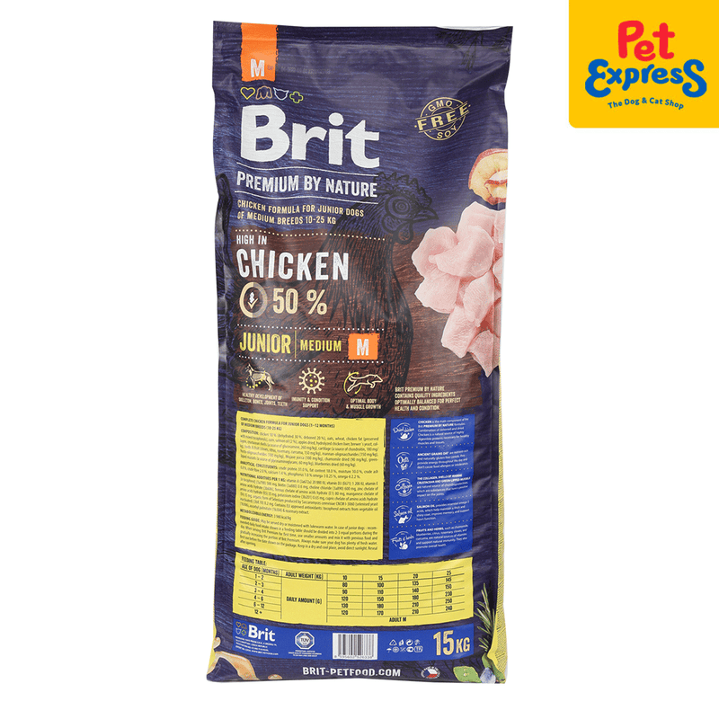 Brit Premium by Nature Puppy Medium Breed Chicken Dry Dog Food 15kg