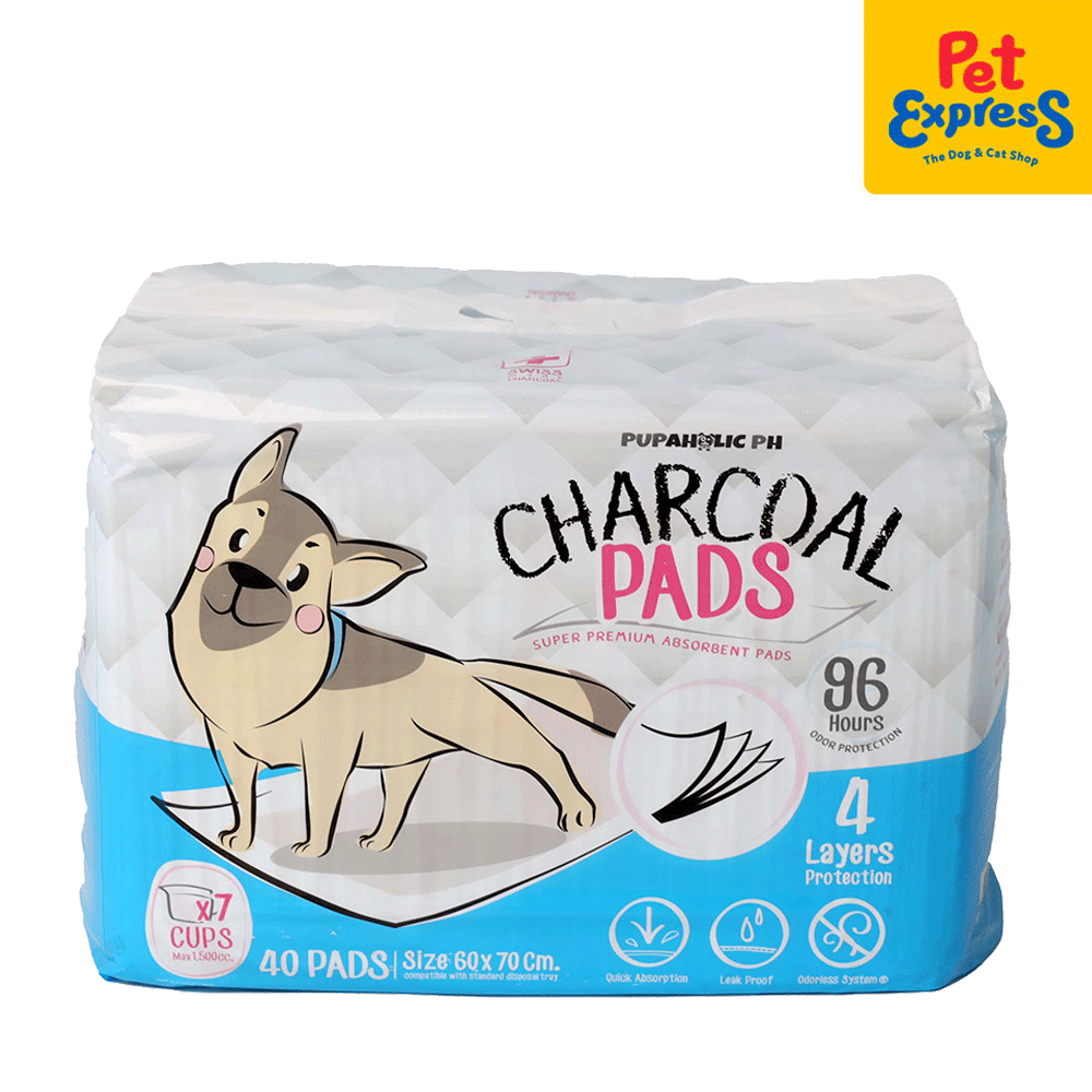 Pupaholic Training Pads Charcoal 60x70cm 40s Large Pet Express