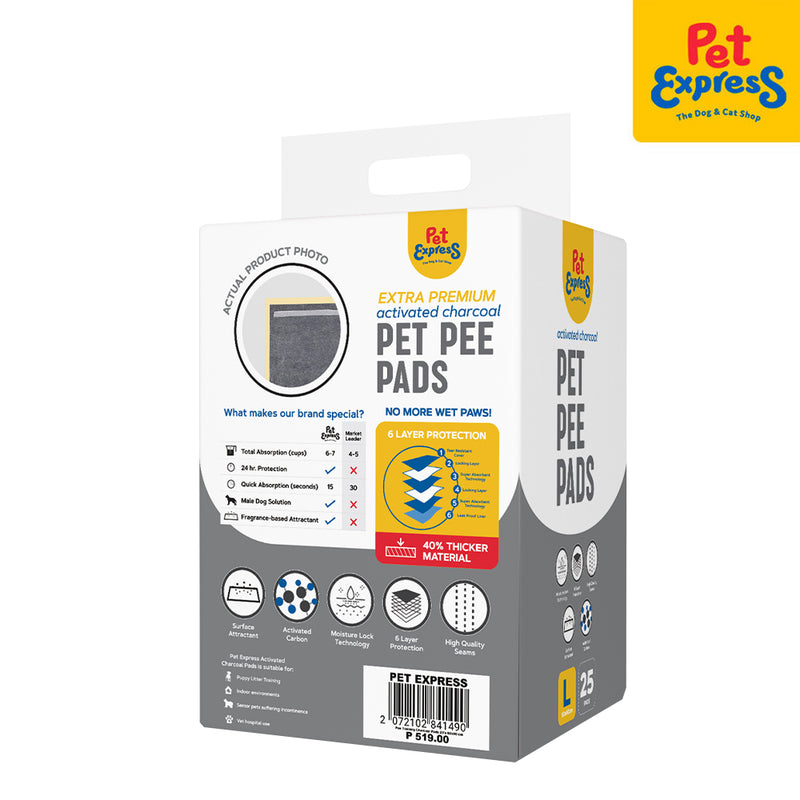 Pet Express Premium Pet Pee Training Pads Charcoal 60x60cm 25s
