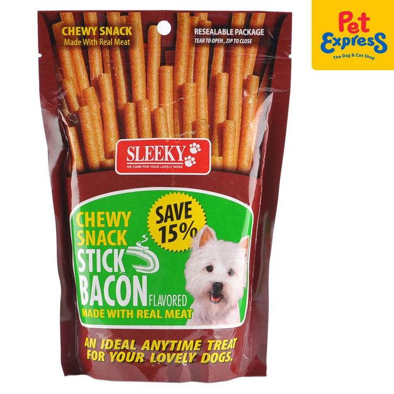 Sleeky Chewy Snack Stick Bacon Dog Treats 175g Pet Express
