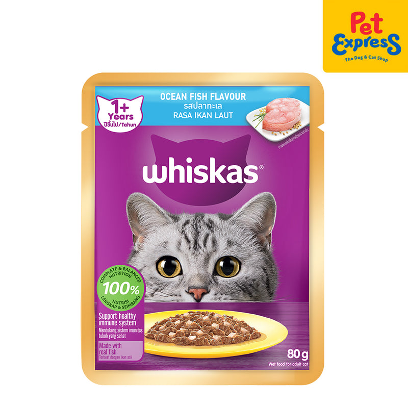 Whiskas Adult Ocean Fish Wet Cat Food 80g (14 pouches)