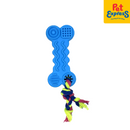 Lucky Dog Rubber Bone Rope Dog Toy Blue