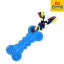 Lucky Dog Rubber Bone Rope Dog Toy Blue