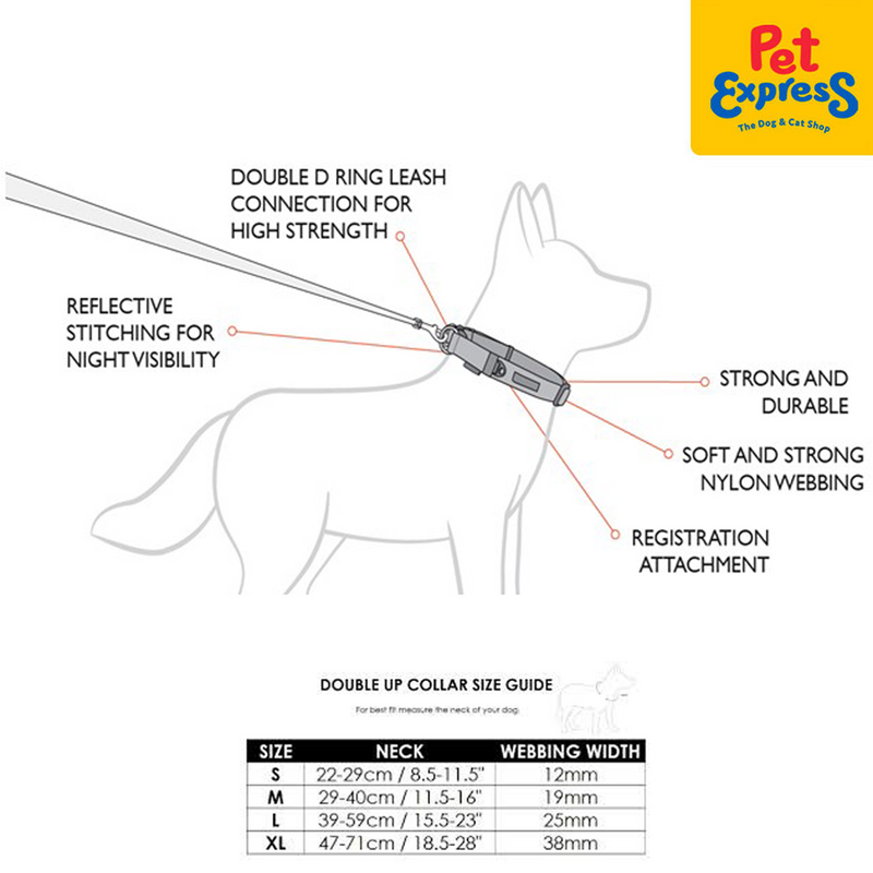 EzyDog Double Up Dog Collar Large Black