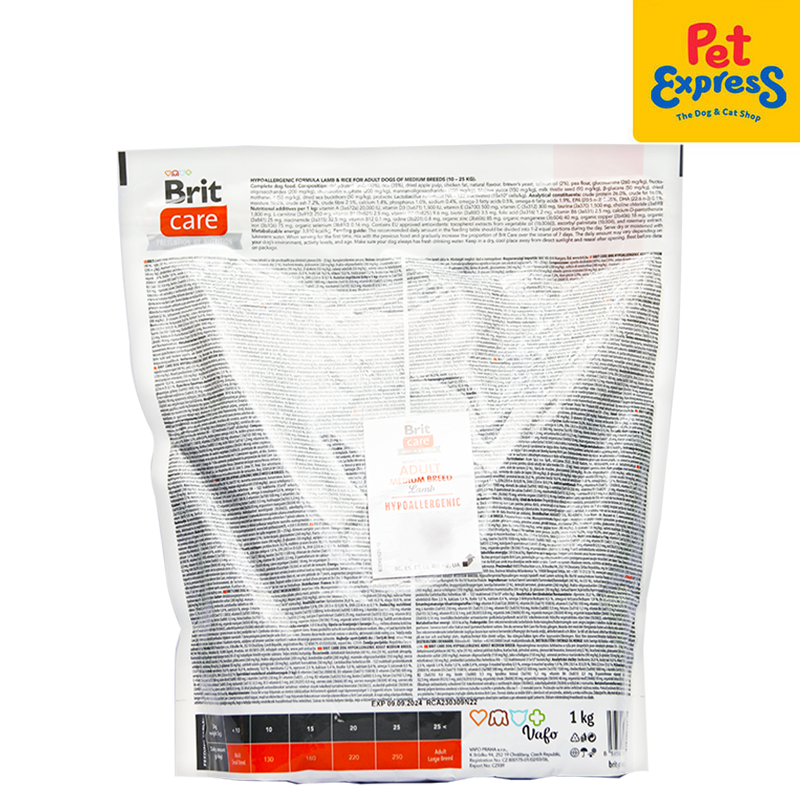 Brit Care Hypoallergenic Adult Medium Breed Lamb Dry Dog Food 1kg