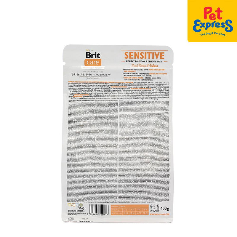 Brit Care Adult Sensitive Healthy Digestion and Delicate Taste Dry Cat Food 400g