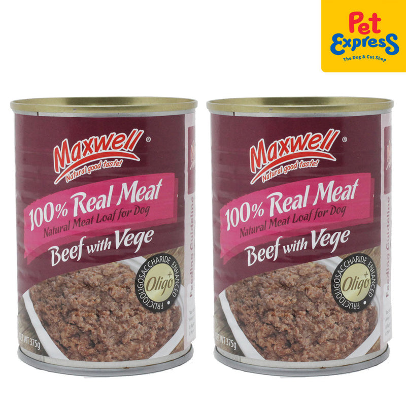 Maxwell Real Meat Beef with Vegetable Wet Dog Food 375g (2 cans)