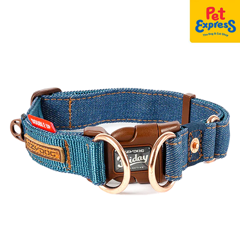 EzyDog Double Up Dog Collar Small Denim