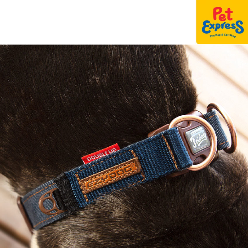 EzyDog Double Up Dog Collar Medium Denim Pet Express