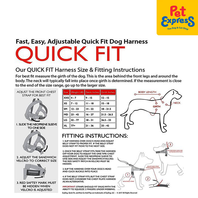 EzyDog Quickfit Dog Harness Large Red