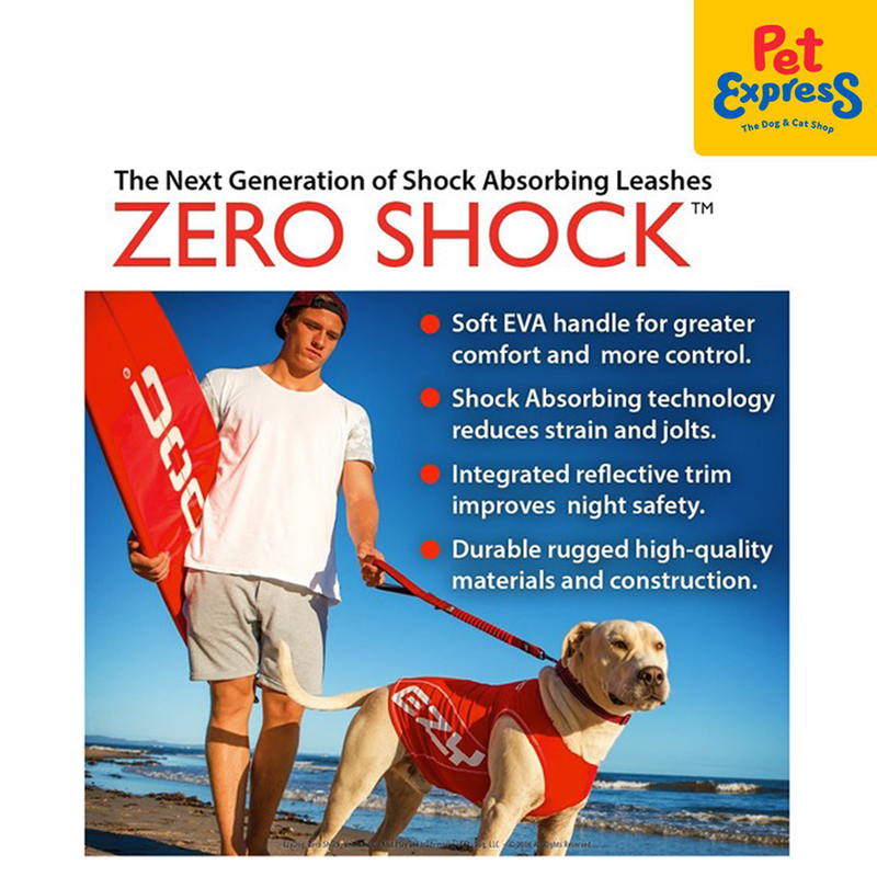 EzyDog Zero Shock Dog Leash 25 inches Red