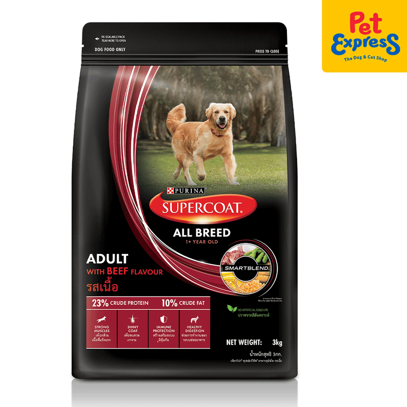 Supercoat Adult Beef Dry Dog Food 3kg