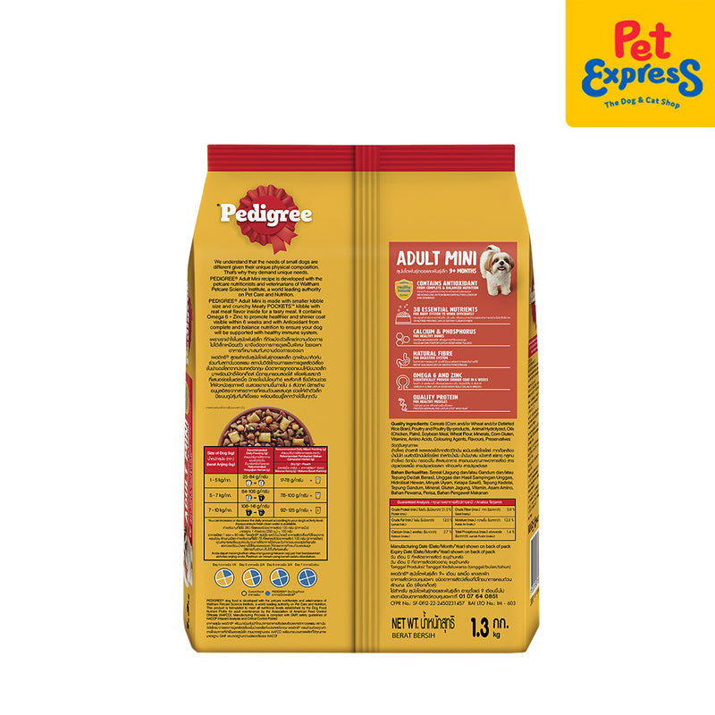 Pedigree Adult Mini Beef Lamb and Vegetables Dry Dog Food 1.3kg