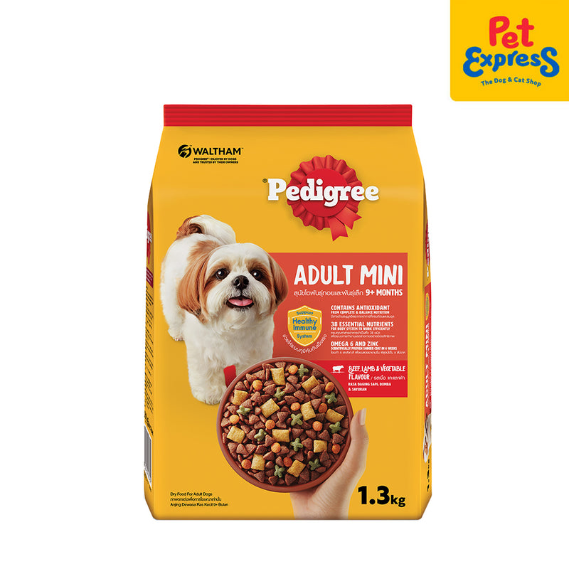 Pedigree Adult Mini Beef Lamb and Vegetables Dry Dog Food 1.3kg