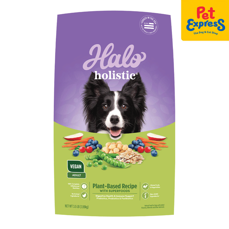 Halo Holistic Adult Vegan Plant-Based Recipe with Superfoods Dry Dog Food 3.5 lbs
