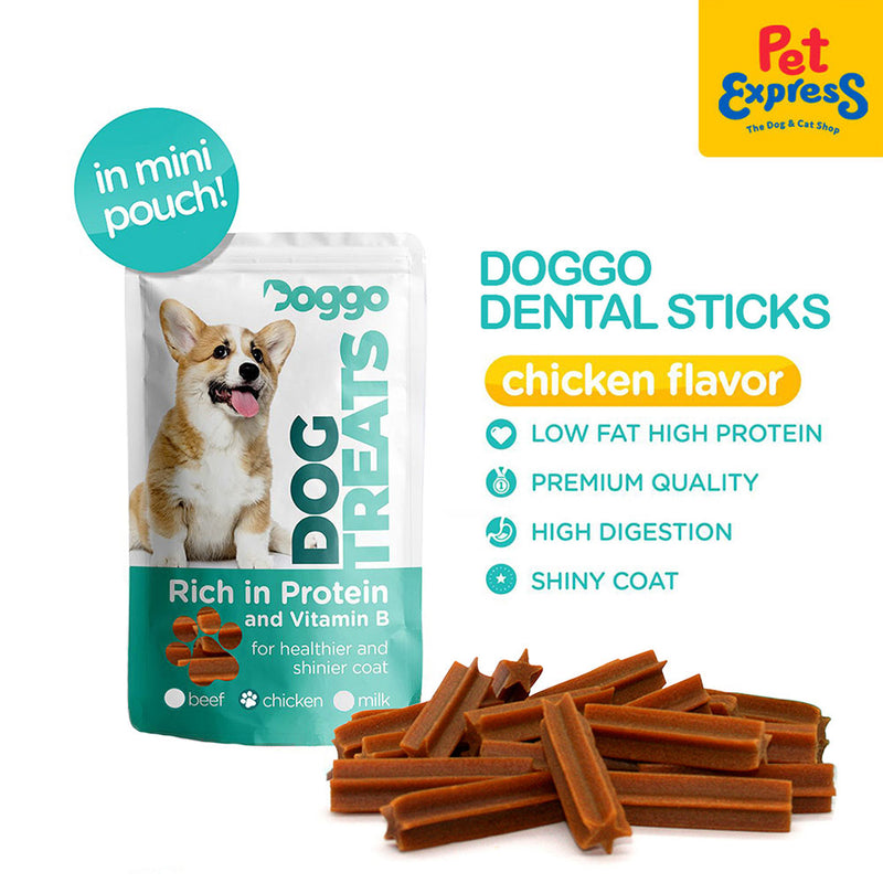 Doggo Dental Sticks Chicken Dog Treats Mini Pouch 80g