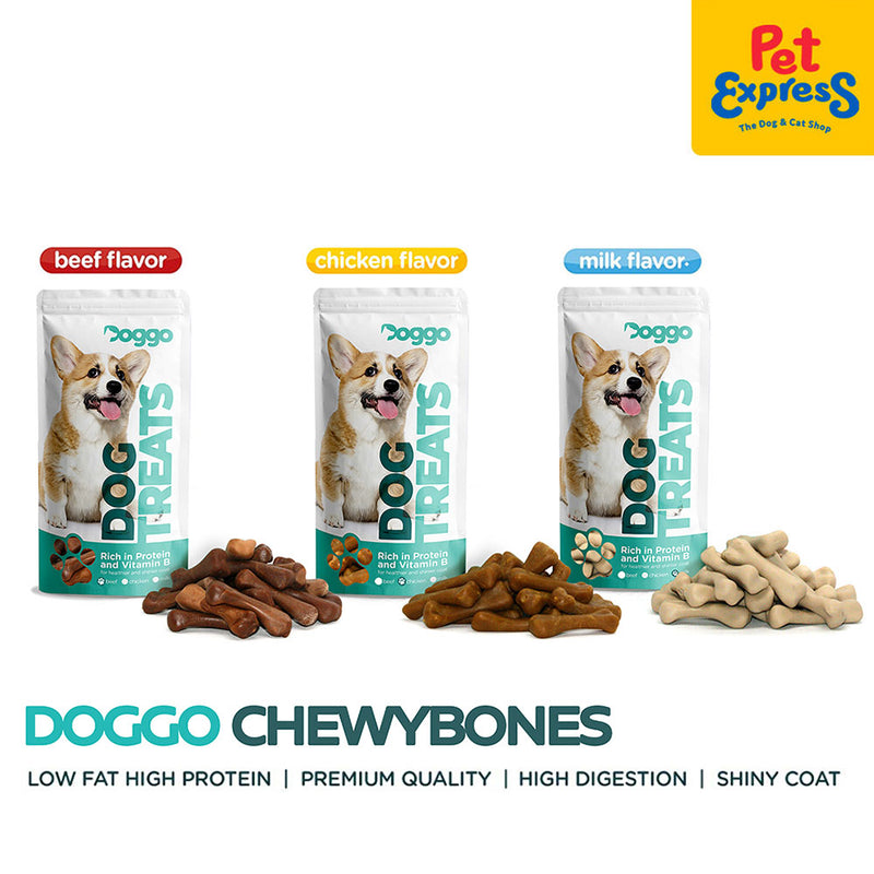 Doggo Chewy Bones Milk Dog Treats Mini Pouch 80g