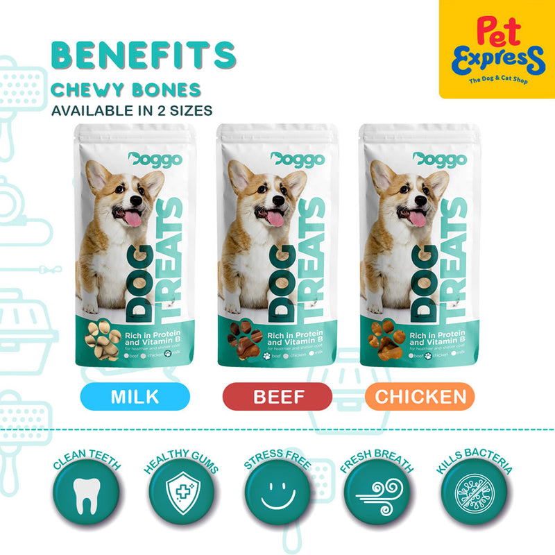 Doggo Chewy Bones Milk Dog Treats Mini Pouch 80g