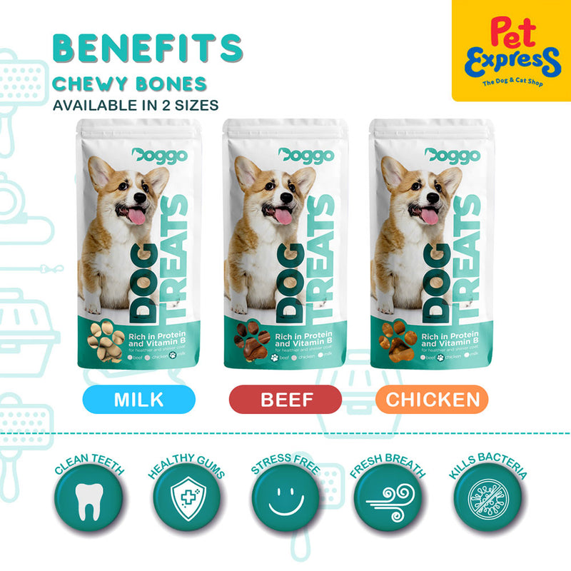 Doggo Chewy Bones Beef Dog Treats Mini Pouch 80g