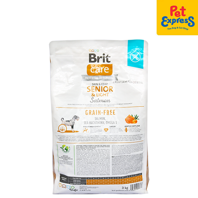 Brit Care Grain Free Senior and Light Salmon Dry Dog Food 3kg