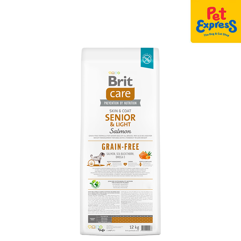 Brit Care Grain Free Senior and Light Salmon Dry Dog Food 12kg