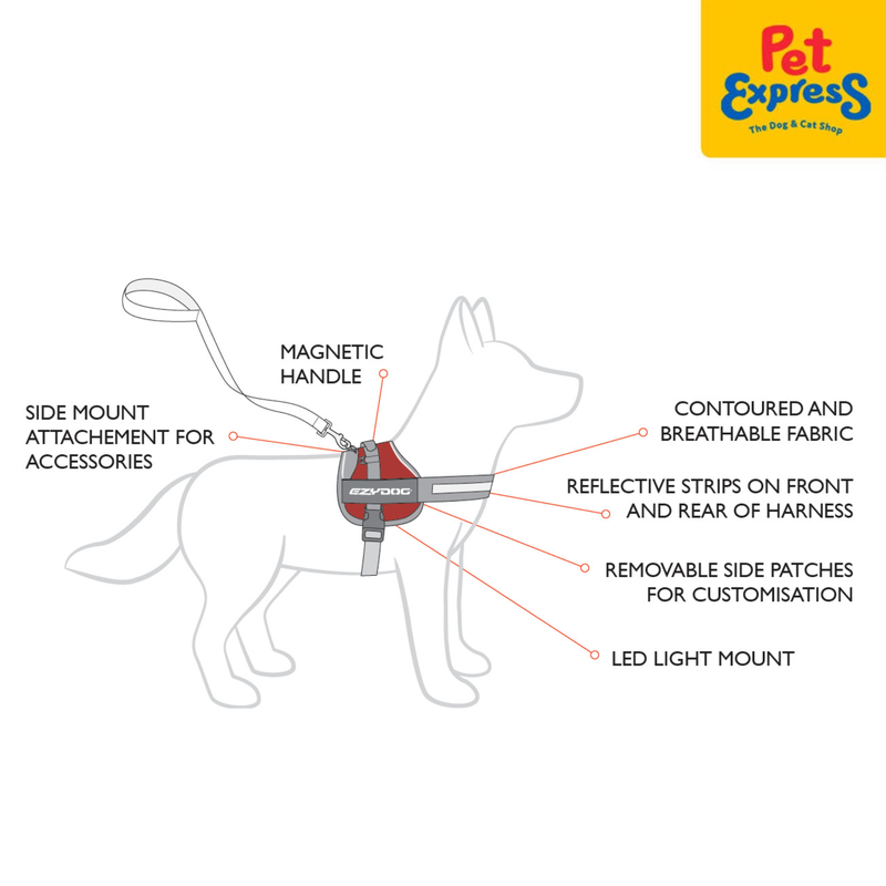 EzyDog Convert Dog Harness Large Denim